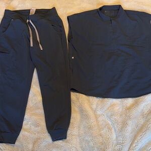 Womans Figs Deep Blue Sleeveless Top and Matching Zamora Pants